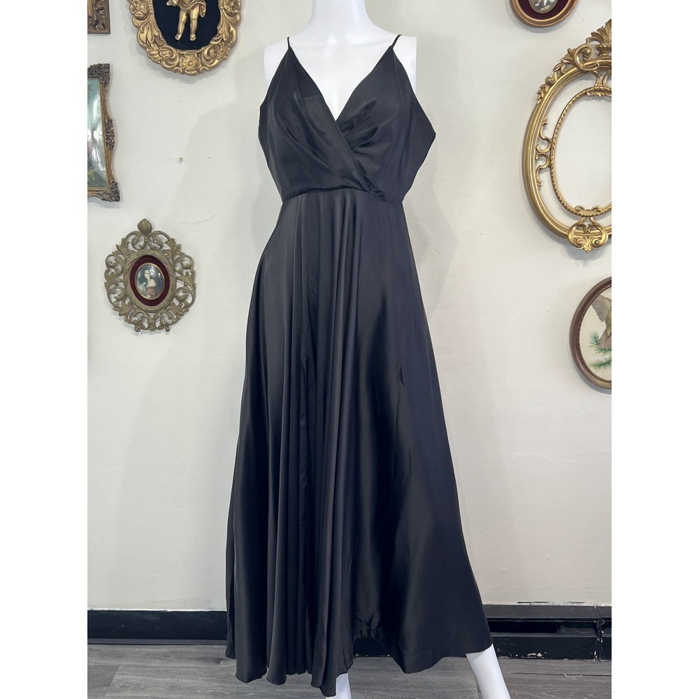 Angelika Józefczyk Black Sleeveless V-Neck Maxi Dress Evening Gown Size 38 / 6